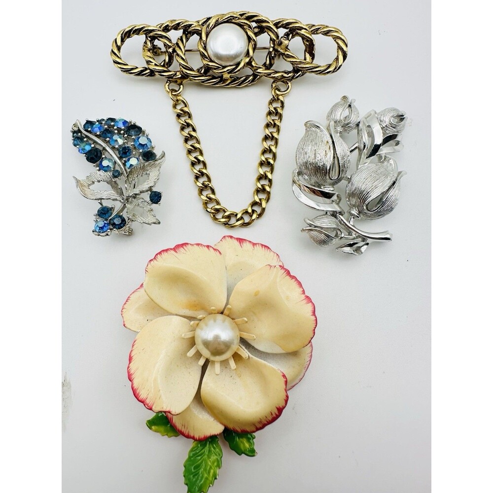 Vintage Signed Lisner DMJ Unsigned Brooch Lot Rhinestone  Read